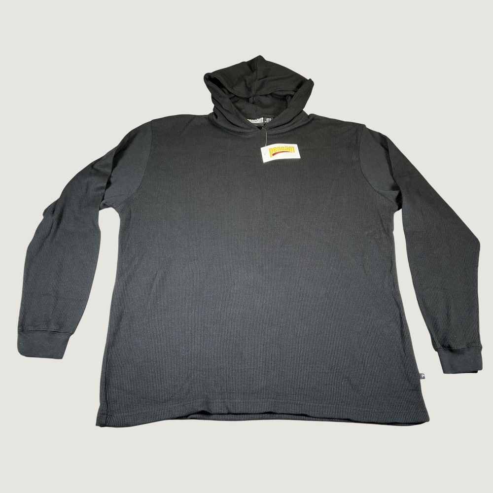 Pennant Sportswear Thermal Hoodie Men XL Black Waffle Knit NWT